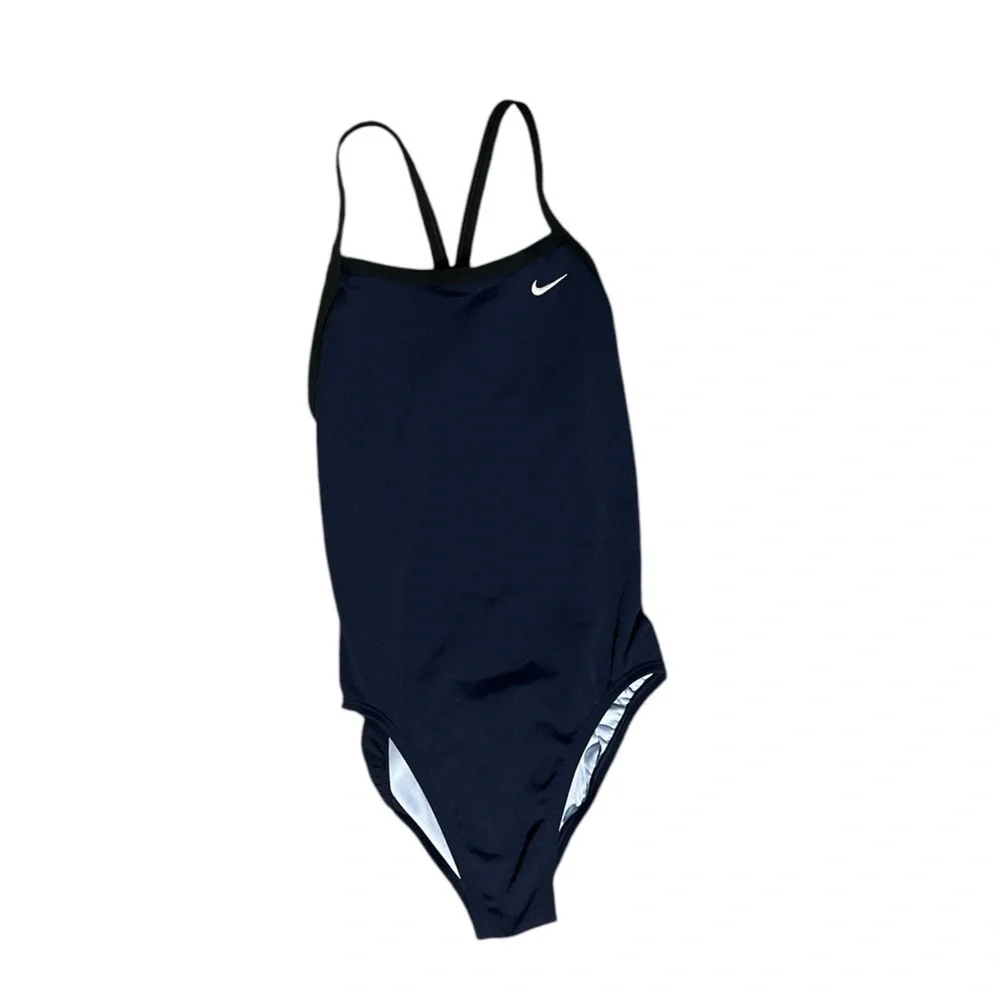 Nike HydraStrong, Racerback One-Piece Swimsuit, Size XS,Black/Navy Blue,Stretchy